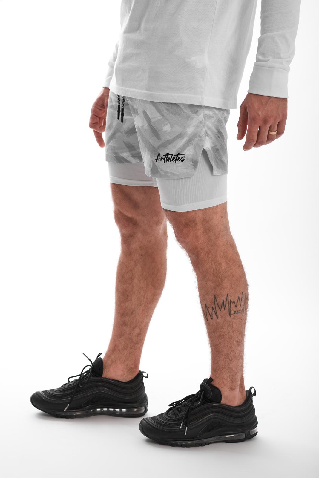Arthletes Running short- White marble
