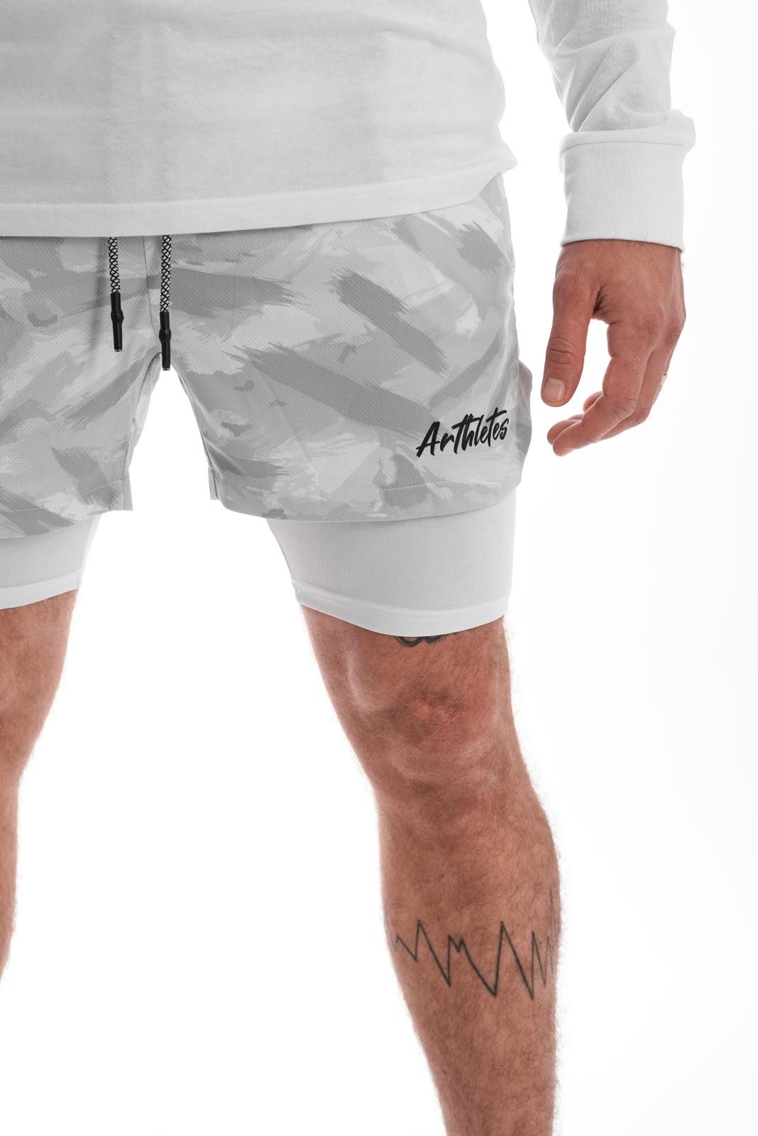Arthletes Running short- White marble