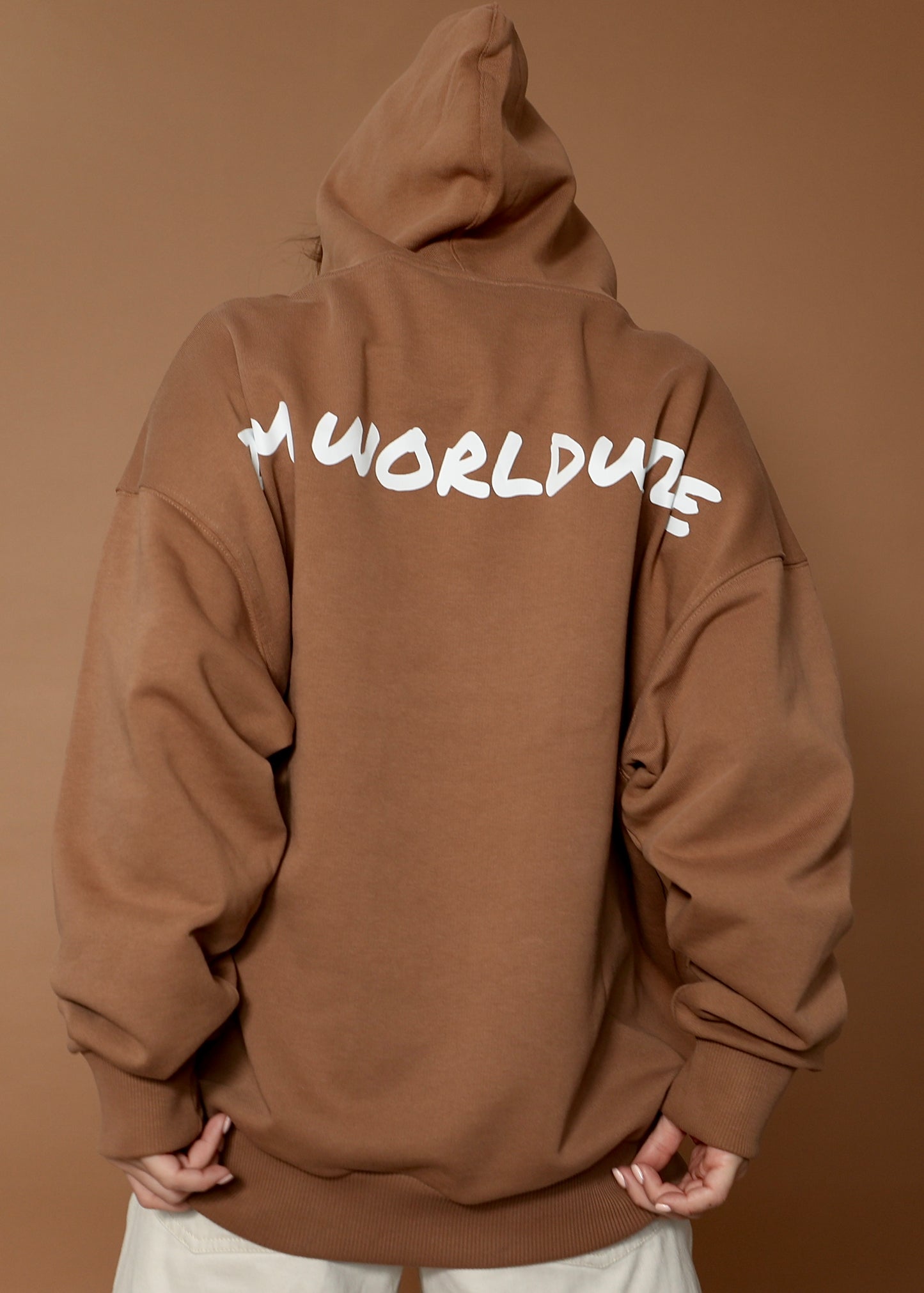 I'M WORLDWIDE oversize hoodie- coconut brown