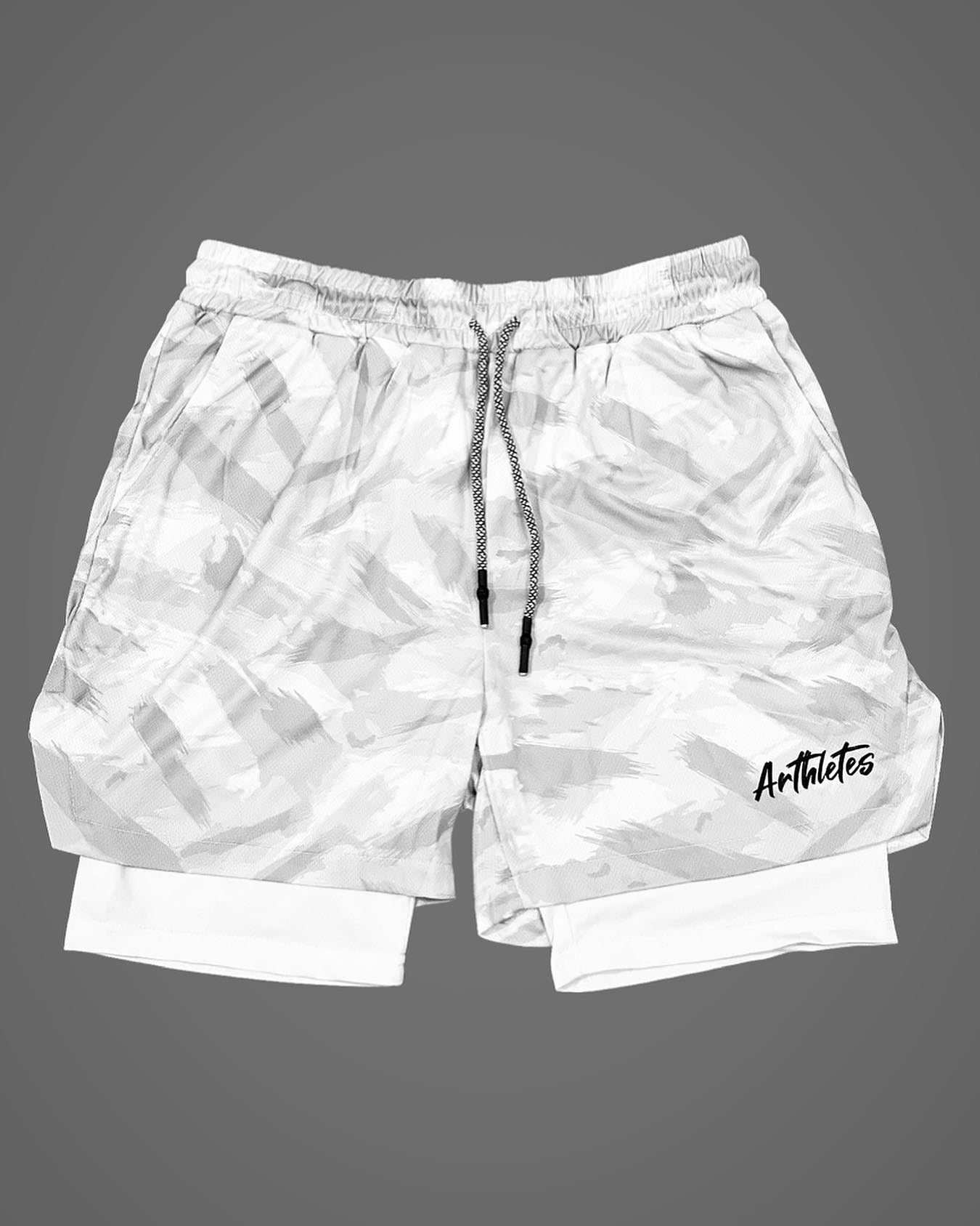 Arthletes Running short- White marble