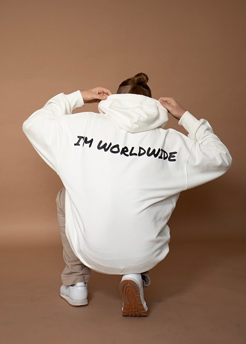 I'M WORLDWIDE oversize hoodie- white