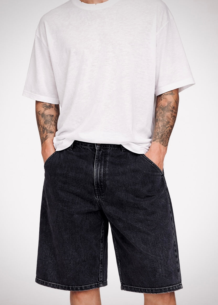 Denim Bermuda shorts- Black