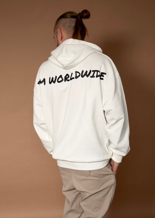 I'M WORLDWIDE oversize hoodie- white