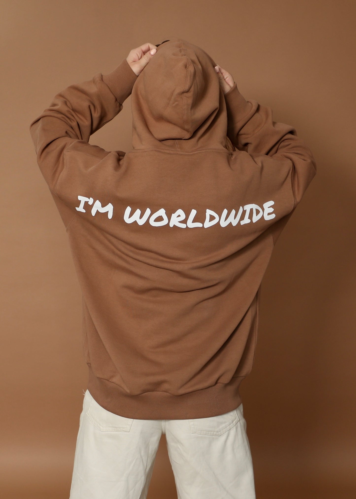 I'M WORLDWIDE oversize hoodie- coconut brown